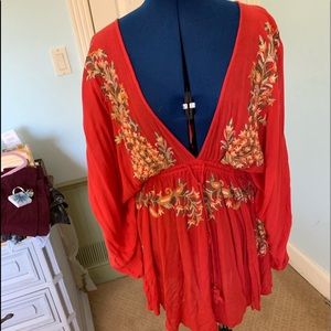 Free People Red Kimono Mini Dress